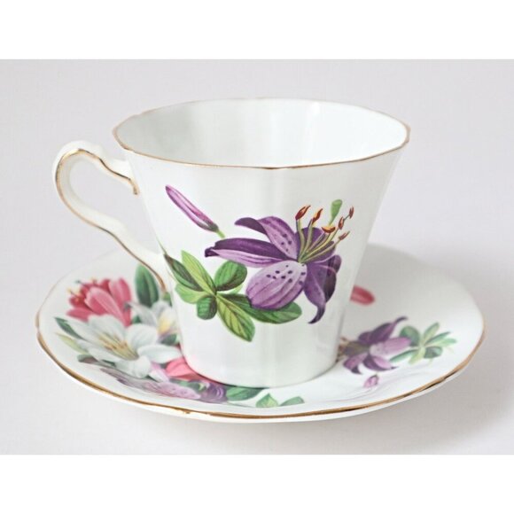 Tea Cup and Saucer Teacup Royal Adderley Bone China Teacup Set Floral - Picture 2 of 5